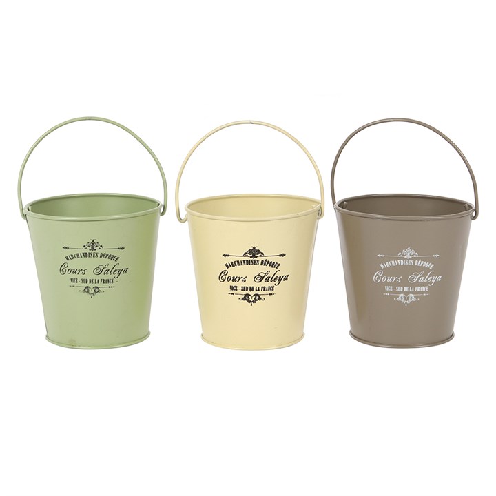 Metal Vintage Planter Set x 3 10cm Pots with handles ePots