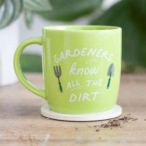gardeners dirt mug on table